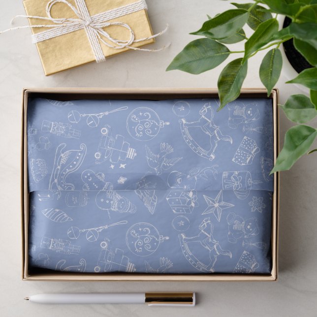 Niedliche Hand gezeichnete Weihnachts-Doodle-Patte Seidenpapier (Geschenk)