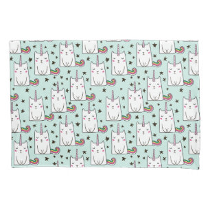 Niedliche Hand gezeichnetes Unicorn-Katzen-Muster Kissenbezug