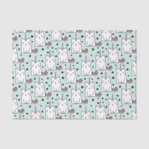 Niedliche Hand gezeichnetes Unicorn-Katzen-Muster Seidenpapier