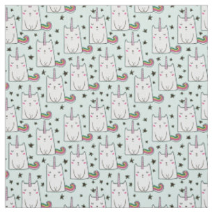 Niedliche Hand gezeichnetes Unicorn-Katzen-Muster Stoff