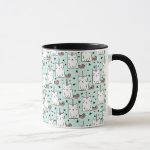 Niedliche Hand gezeichnetes Unicorn-Katzen-Muster Tasse