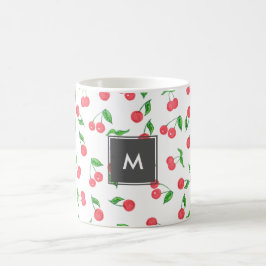 niedliche Hand gezeichnetes Watercolorkirschmuster Kaffeetasse