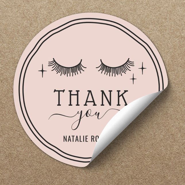 Niedliche Hand gezogene Girl Lashes Blush Pink Dan Runder Aufkleber (Von Creator hochgeladen)