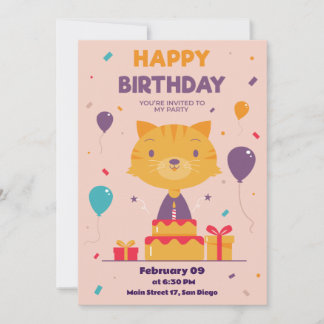 Niedliche Hand Katze Geburtstag Einladungskarte