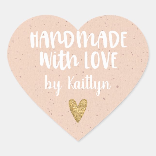 Niedliche Handarbeit mit Liebe Herz-Aufkleber (Vorderseite)