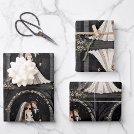 Niedliche Händchen für Hochzeitscoupons Geschenkpapier Set