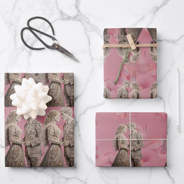 Niedliche Händchen für Hochzeitscoupons Geschenkpapier Set (Vorderseite)