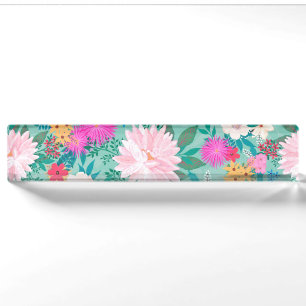 Niedliche Handfarbe Pink & Mint Handfarbe Blumende Namensplakette