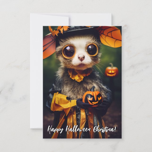 Niedliche handgefertigte Herbstkürbis Halloween Ca Karte (Vorderseite)