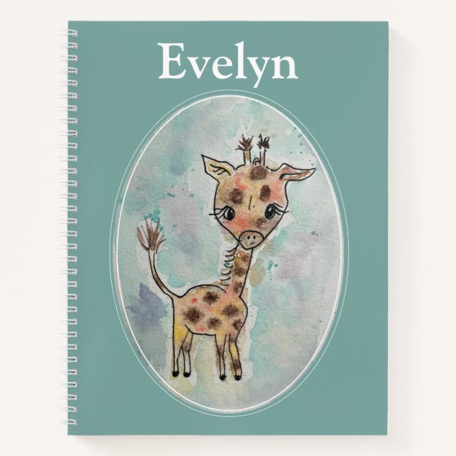 Niedliche handgemalte Giraffe - individuelles Note Notizbuch (Vorderseite)