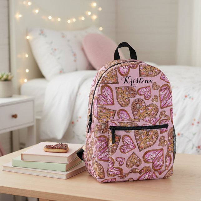 Niedliche, handgemalte Kekse in Form eines Herzens Bedruckter Rucksack (Von Creator hochgeladen)