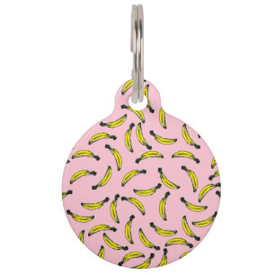 Niedliche handgemalte Watercolor-Bananen und Rosa Tiermarke