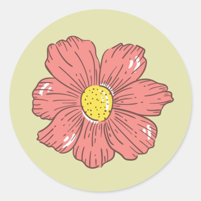 Niedliche handgezeichnet Blume Runder Aufkleber (Vorderseite)