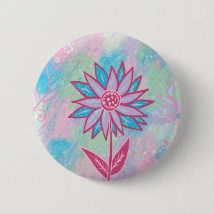 Niedliche handgezeichnet PastelBlume Button