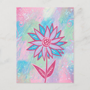 Niedliche handgezeichnet PastelBlume Postkarte