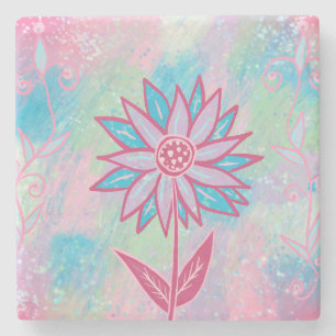 Niedliche handgezeichnet PastelBlume Steinuntersetzer