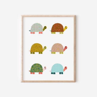 Niedliche handGezeichnet Schildkröten Kinderzimmer Poster