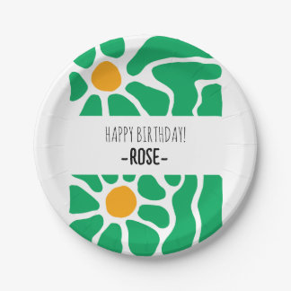 Niedliche handgezeichnete Blume Geburtstagspapierp Pappteller