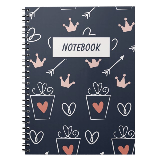 Niedliche, handgezeichnete Formen, Muster-Notebook Notizblock (Vorderseite)