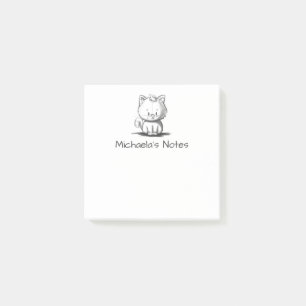 Niedliche, handgezeichnete Katze Post-it Klebezettel