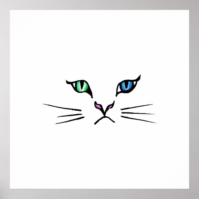 Niedliche Handgezeichnete Kittenface Poster (Vorne)