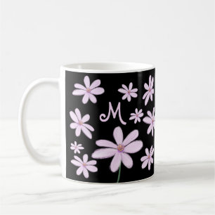 Niedliche handgezeichnete Pastell-Blume Kaffee Tas Kaffeetasse