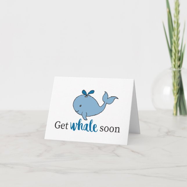 Niedliche Handgezeichnete Whale bald Whale Puns De Dankeskarte (Vorderseite)