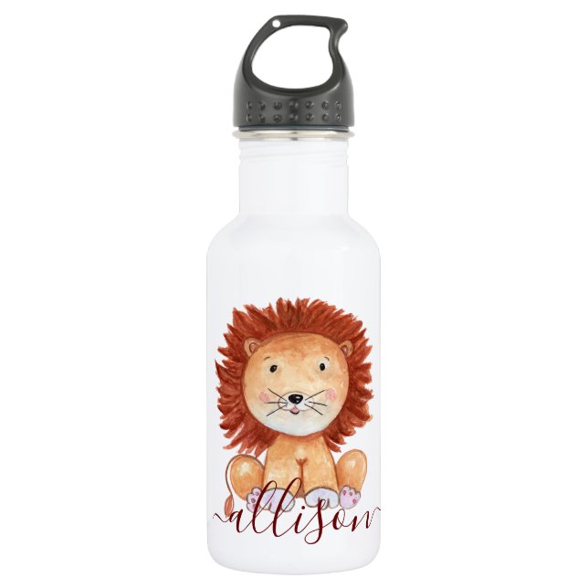 Niedliche, handgezogene personalisierte Kinder Edelstahlflasche (Vorderseite)