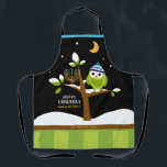 Niedliche Hanukkah Owl & Menorah Schneebaumnacht Schürze<br><div class="desc">Dieses Niedliche Hanukkah Owl & Menorah in einem Schneebaum an der Starry Night macht total Spaß! Der farbenfrohe Stil des Cartoon wird Kinder jeden Alters begeistern. Schürze ist so konzipiert, dass die Menschen lächeln. Enthält die Wörter "Lighup the Night" und Platz für Ihren Namen. Alle Texte können leicht geändert oder...</div>