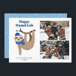 Niedliche Hanukkah Sloth 2 FotoCollage Feiertagskarte<br><div class="desc">Niedliche Hanukkah schlampig personalisierte Fotokarten.</div>