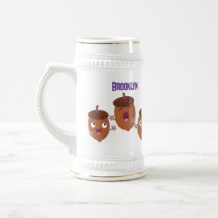 Niedliche Happy Acorns singen Cartoon für Kinder Bierglas