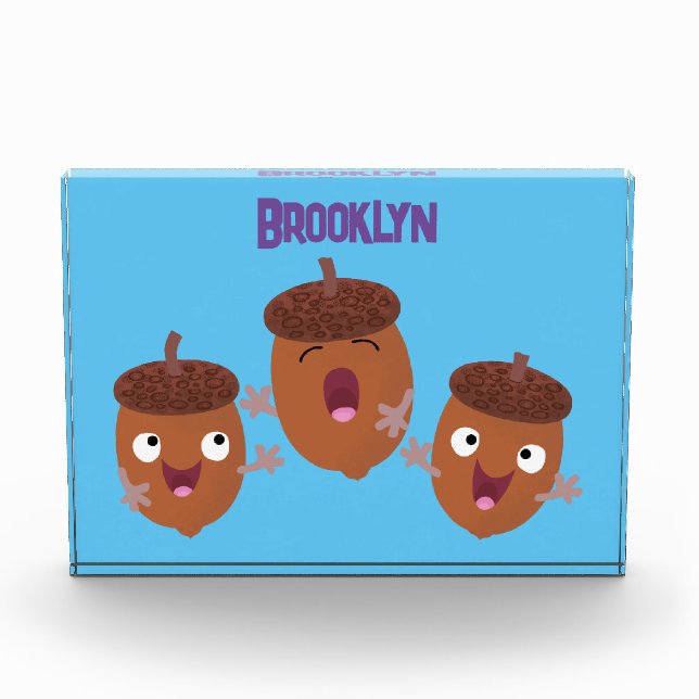 Niedliche Happy Acorns singen Cartoon für Kinder Fotoblock (Vorderseite)