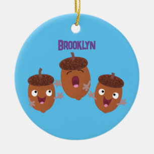 Niedliche Happy Acorns singen Cartoon für Kinder Keramik Ornament
