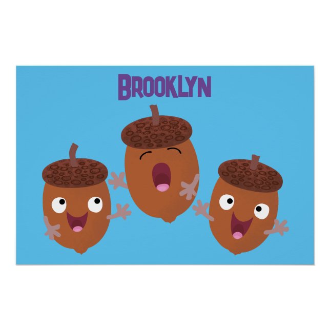 Niedliche Happy Acorns singen Cartoon für Kinder Poster (Vorderseite)