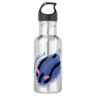 Niedliche Happy Blue Nacktverzweigung Cartoon Illu Edelstahlflasche