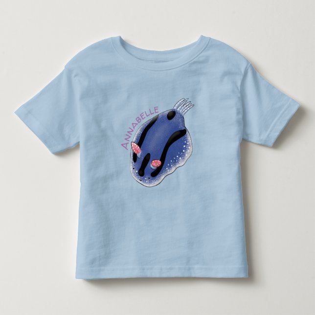 Niedliche Happy Blue Nacktverzweigung Cartoon Illu Kleinkind T-shirt (Vorderseite)
