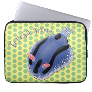 Niedliche Happy Blue Nacktverzweigung Cartoon Illu Laptopschutzhülle