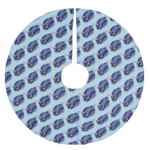 Niedliche Happy Blue Nacktverzweigung Cartoon Illu Polyester Weihnachtsbaumdecke