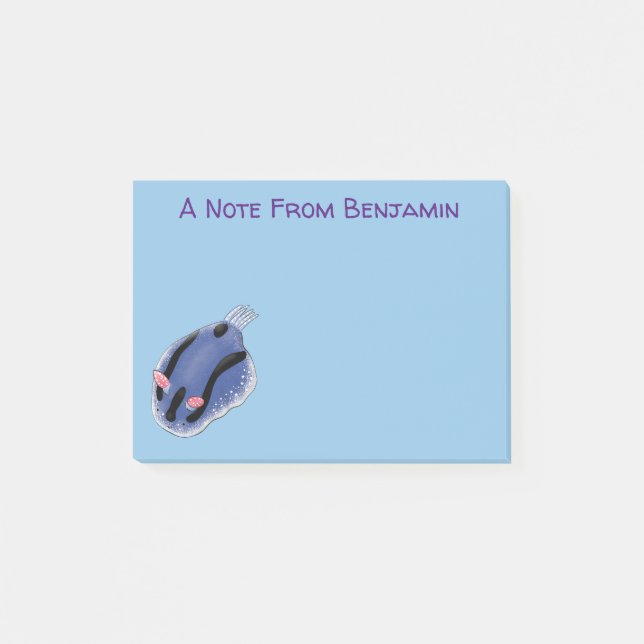 Niedliche Happy Blue Nacktverzweigung Cartoon Illu Post-it Klebezettel (Vorderseite)