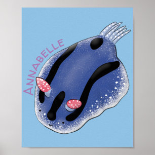 Niedliche Happy Blue Nacktverzweigung Cartoon Illu Poster