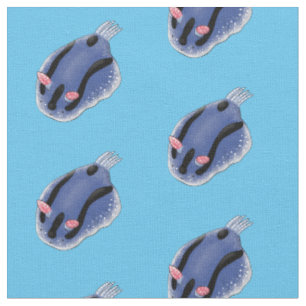 Niedliche Happy Blue Nacktverzweigung Cartoon Illu Stoff