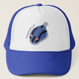 Niedliche Happy Blue Nacktverzweigung Cartoon Illu Truckerkappe
