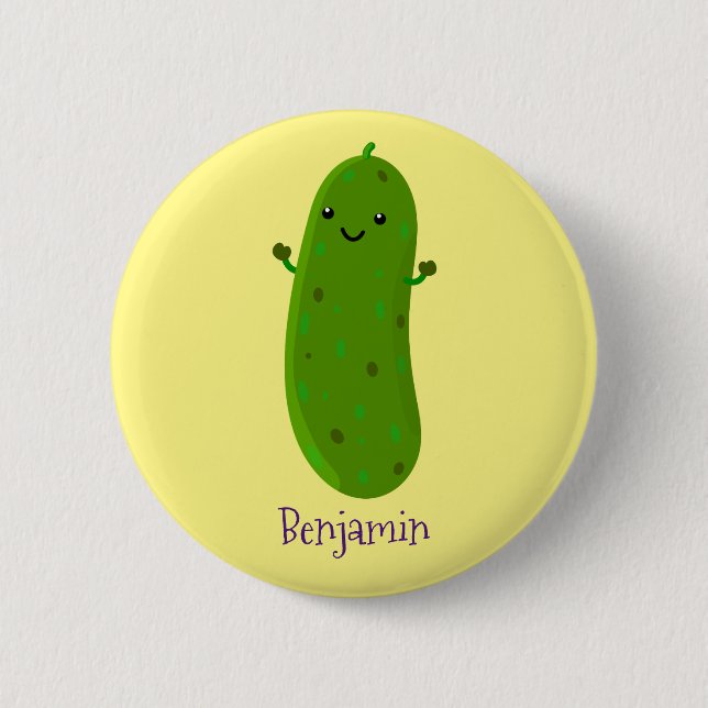 Niedliche Happy Cartoon Illustration Button (Vorderseite)