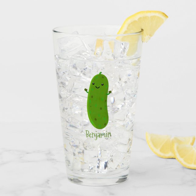 Niedliche Happy Cartoon Illustration Glas (Rückseite Ice)