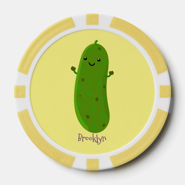 Niedliche Happy Cartoon Illustration Pokerchips (Vorderseite)
