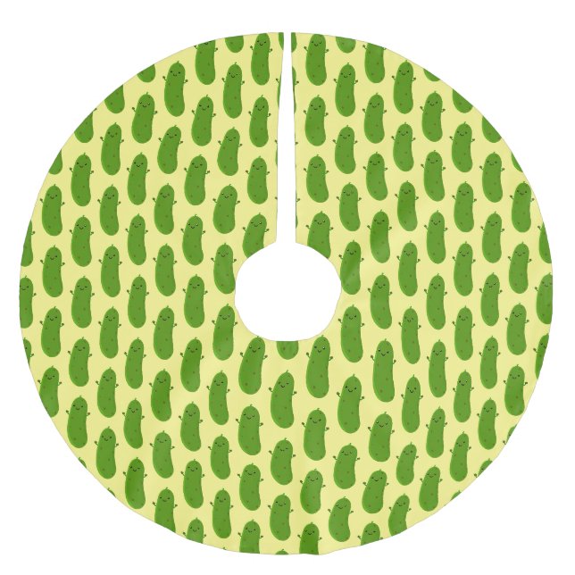 Niedliche Happy Cartoon Illustration Polyester Weihnachtsbaumdecke (Vorderseite)