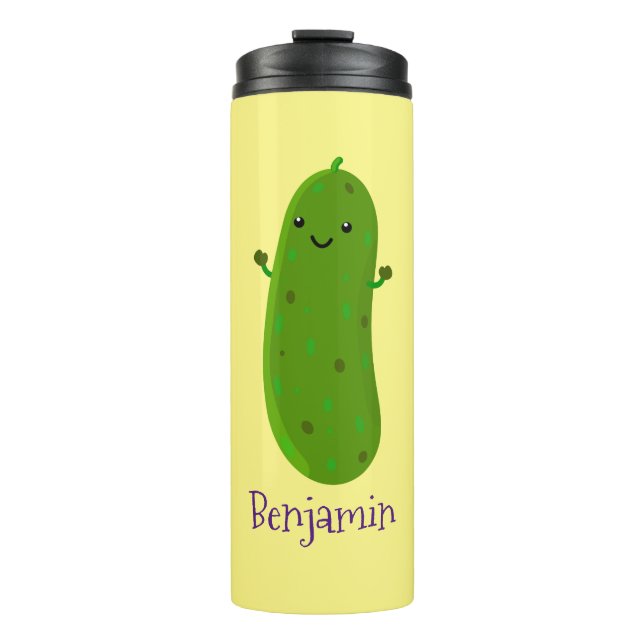Niedliche Happy Cartoon Illustration Thermosbecher (Vorderseite)