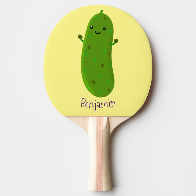 Niedliche Happy Cartoon Illustration Tischtennis Schläger (Vorderseite)