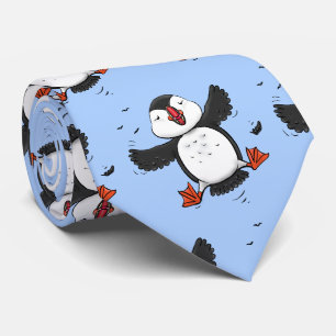 Niedliche Happy-Fly-Puffsack-Blauer Cartoon-Illust Krawatte