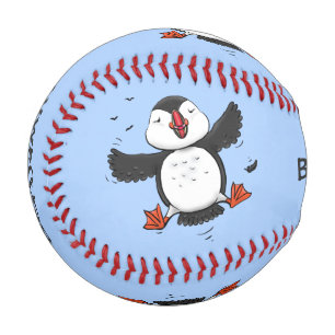 Niedliche Happy-Fying-Puffsängerin mit blauen Cart Baseball